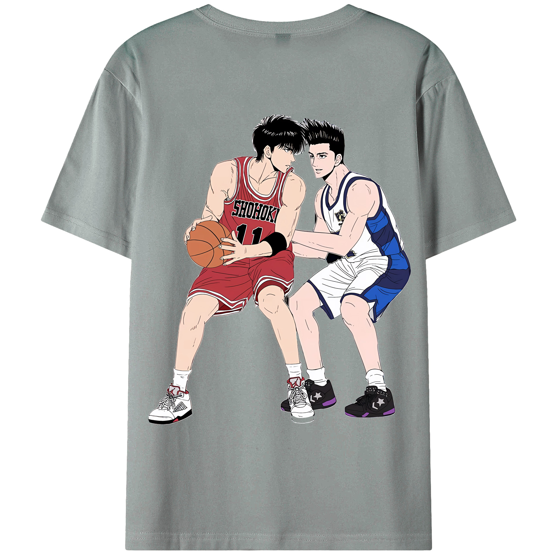 （画像用） SLAM DUNK／スラムダンク 綿100％ メンズ半袖Tシャツ（バックプリント） 通気性